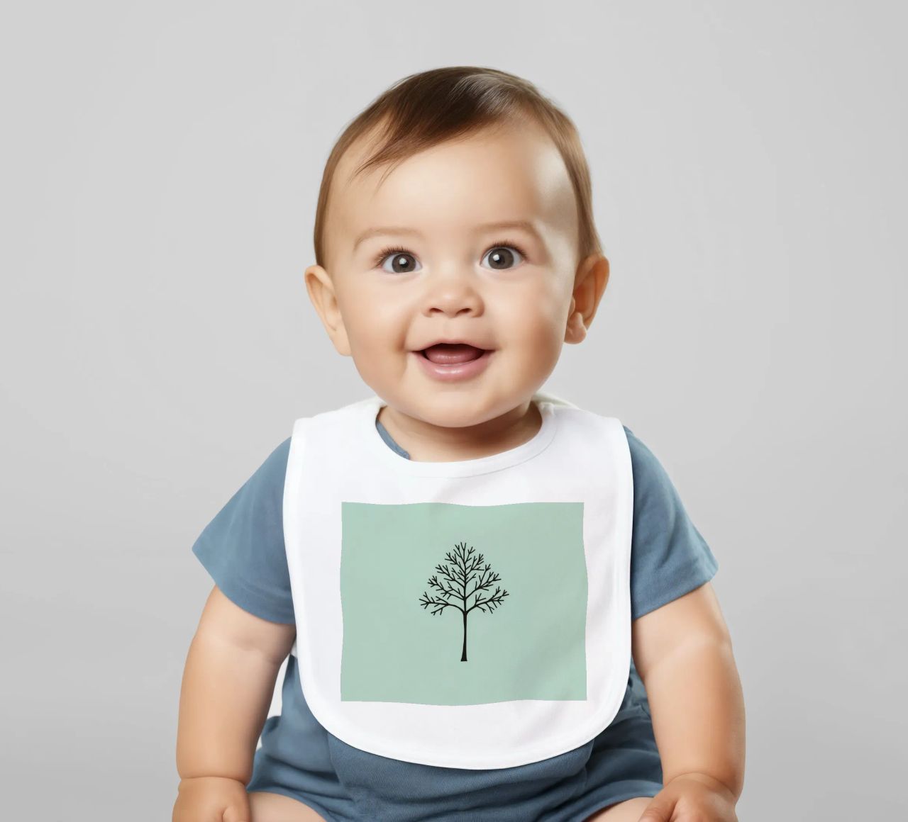 Minimalist tree design with intricate branch patterns baby bib by DesignDoodle