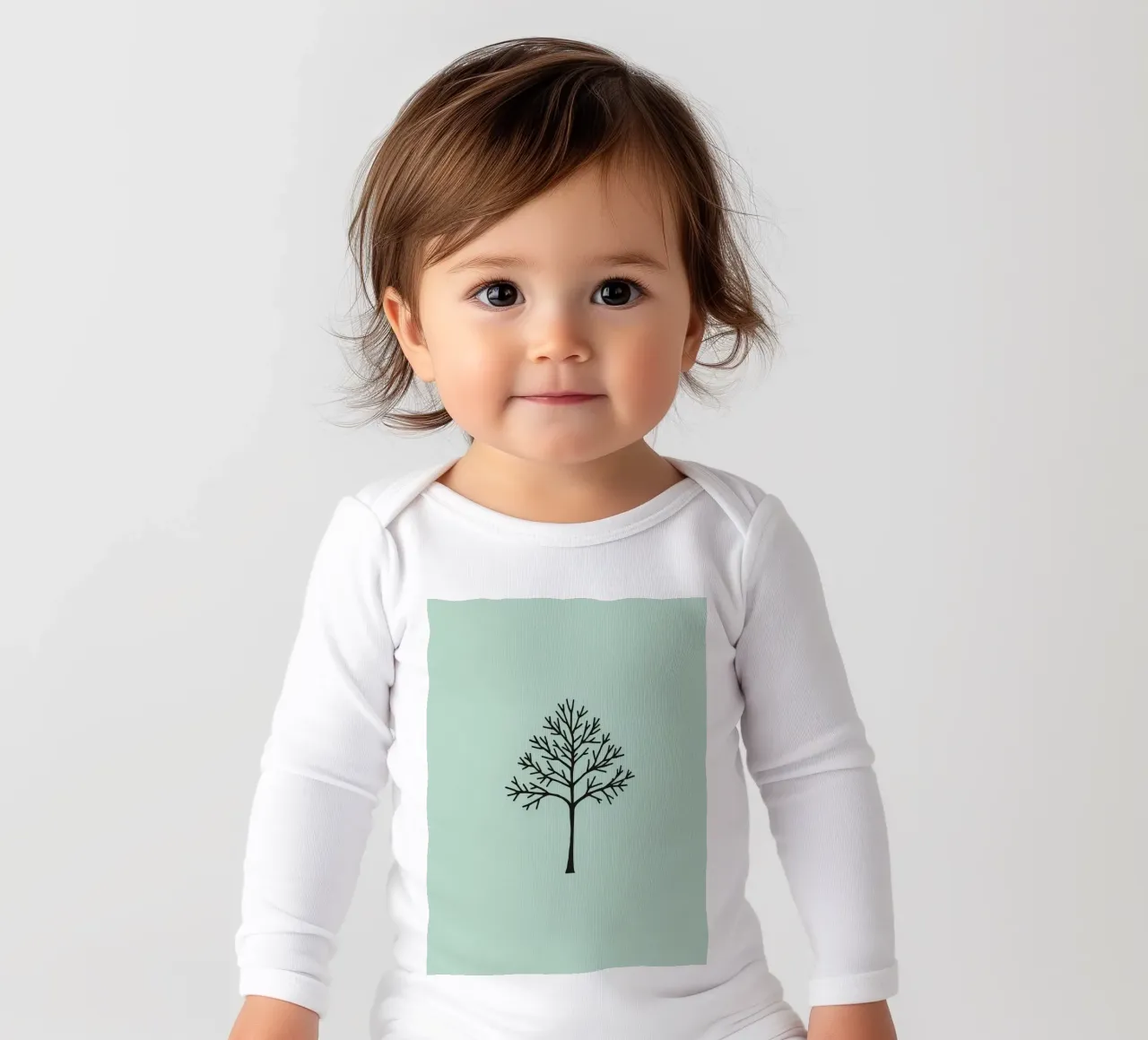 Minimalist tree design with intricate branch patterns long-sleeve baby romper by DesignDoodle