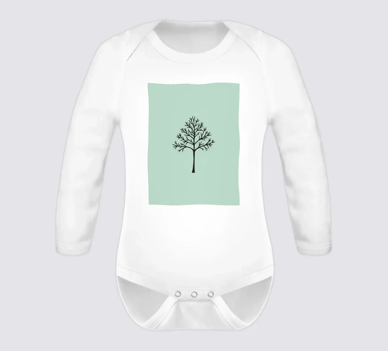 Minimalist tree design with intricate branch patterns long-sleeve baby romper by DesignDoodle