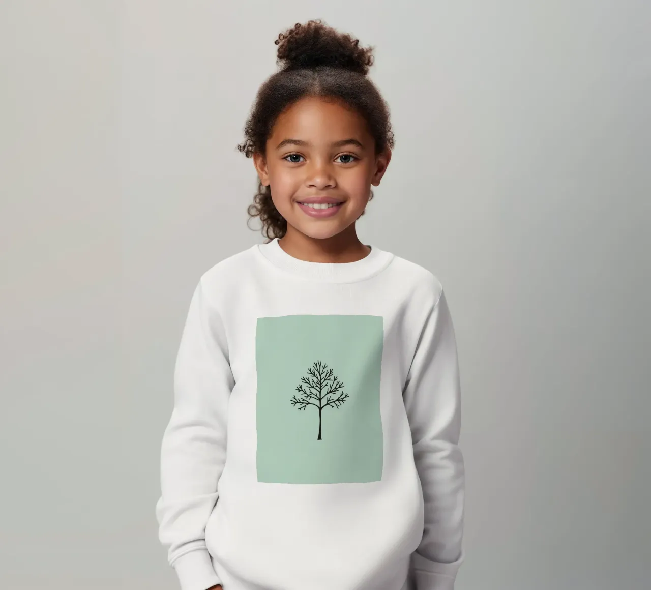 Minimalist tree design with intricate branch patterns kids sweatshirt by DesignDoodle