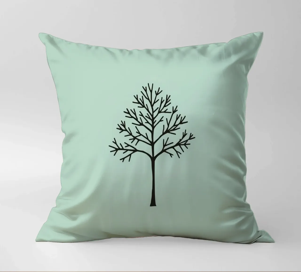 Minimalist tree design with intricate branch patterns decorative cushion by DesignDoodle