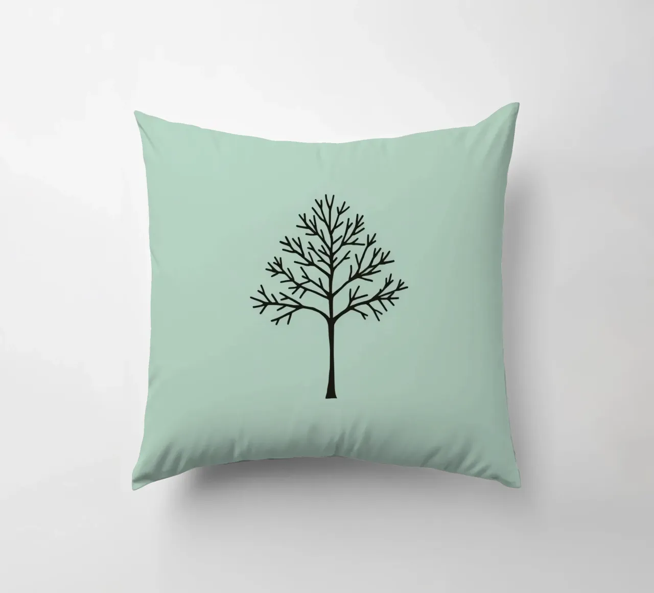 Minimalist tree design with intricate branch patterns decorative cushion by DesignDoodle