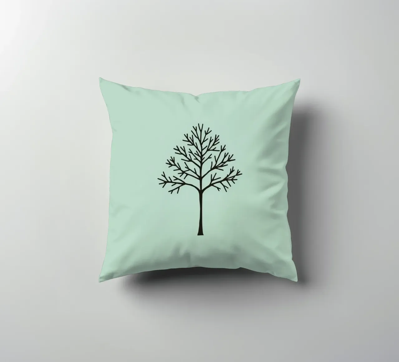 Minimalist tree design with intricate branch patterns decorative cushion by DesignDoodle