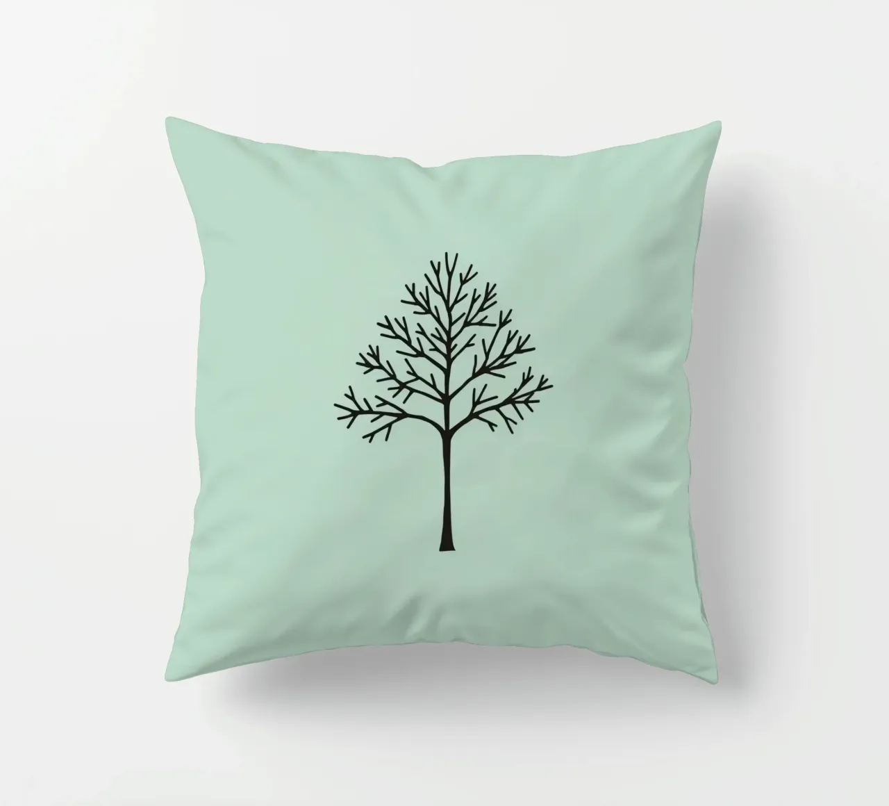 Minimalist tree design with intricate branch patterns decorative cushion by DesignDoodle