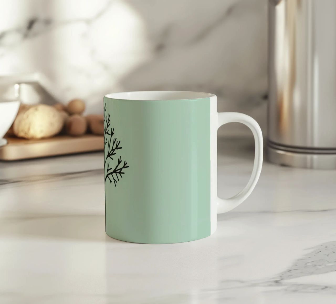 Minimalist tree design with intricate branch patterns ceramic mug by DesignDoodle