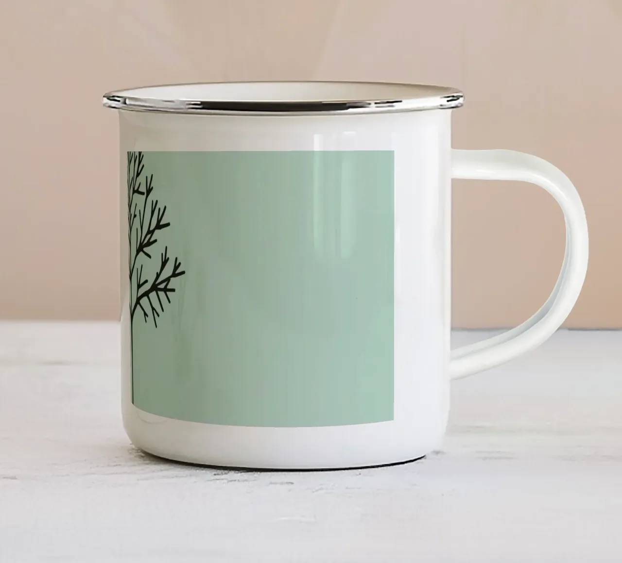 Design minimalista dell'albero con intricati disegni dei rami tazza in smalto da DesignDoodle