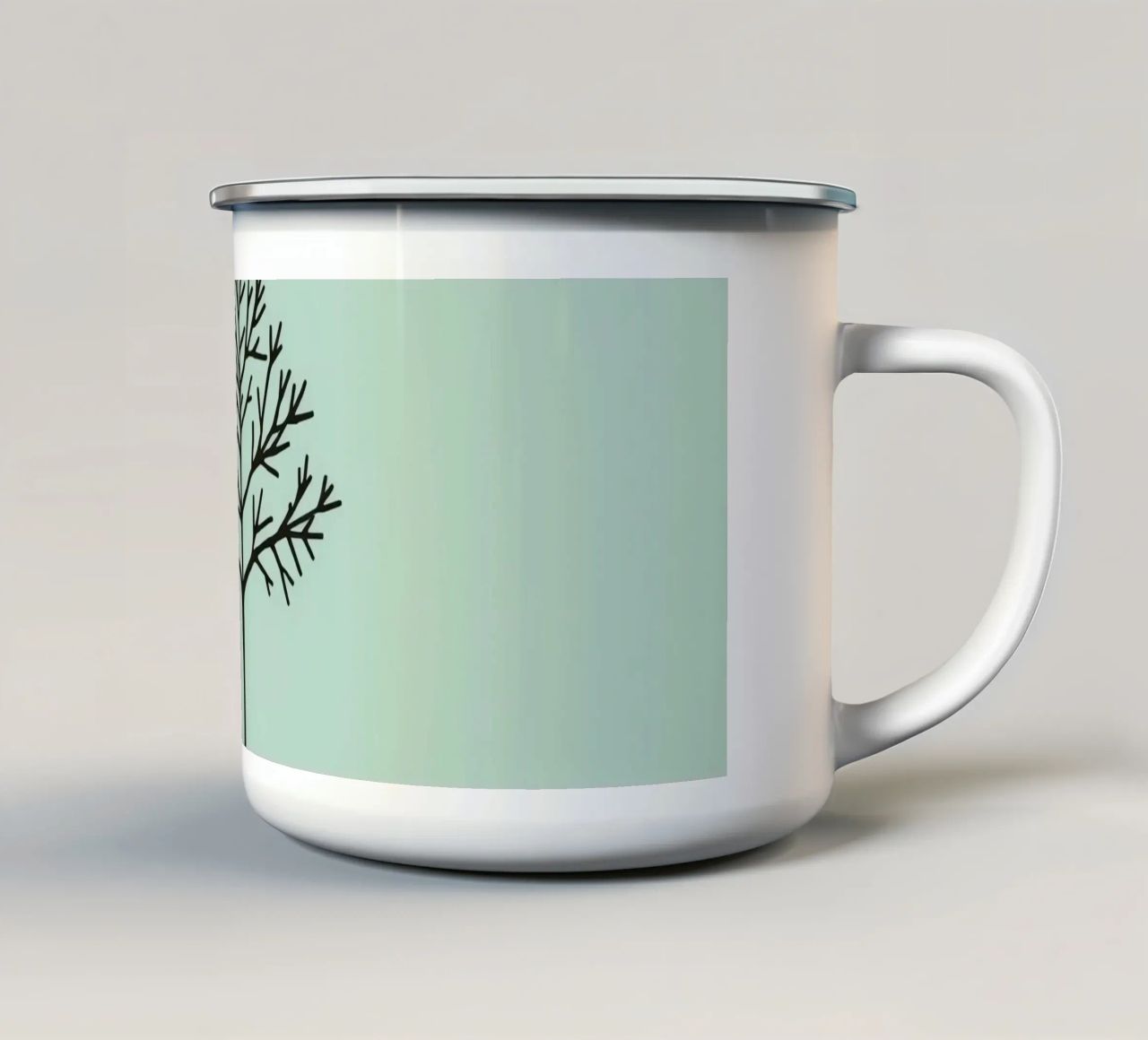 Minimalist tree design with intricate branch patterns enamel mug by DesignDoodle
