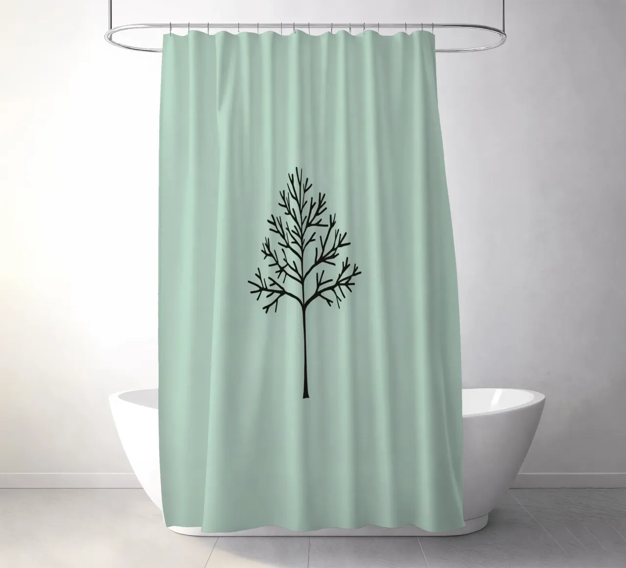 Minimalist tree design with intricate branch patterns shower curtain by DesignDoodle