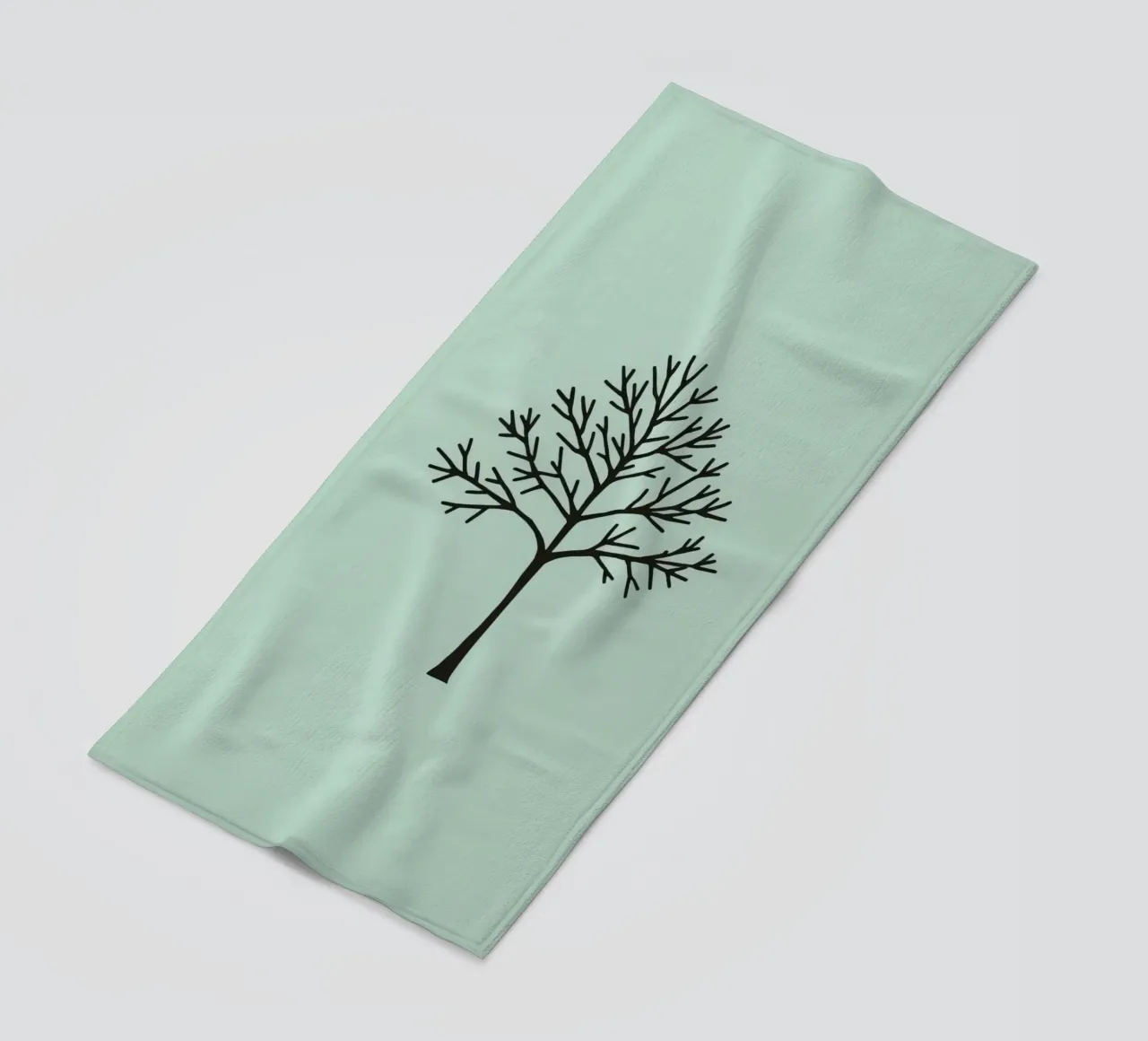 Minimalist tree design with intricate branch patterns beach towel by DesignDoodle