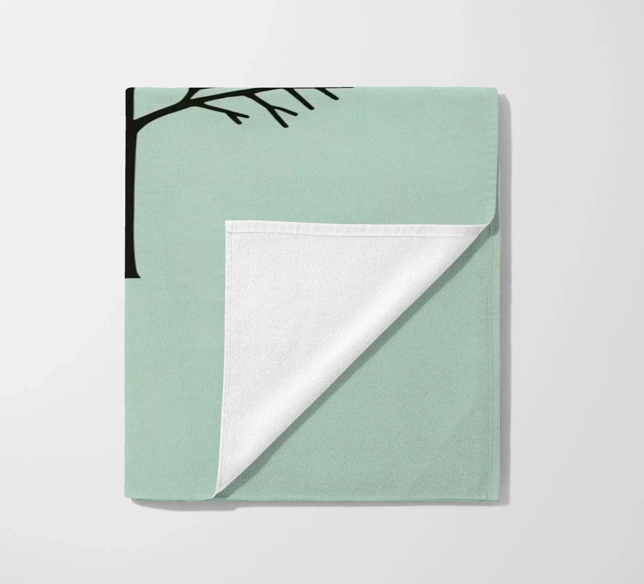 Minimalist tree design with intricate branch patterns beach towel by DesignDoodle