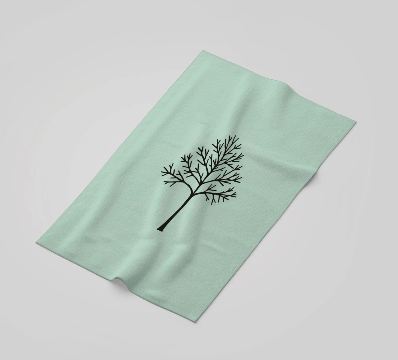 Minimalist tree design with intricate branch patterns beach towel by DesignDoodle