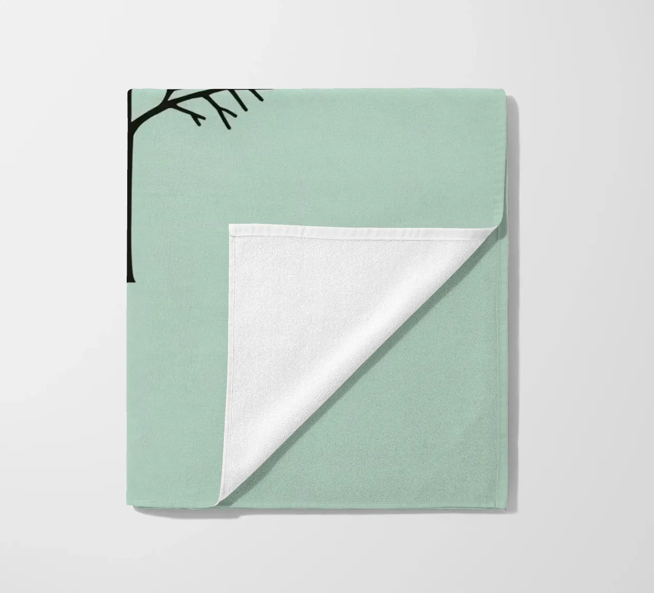 Minimalist tree design with intricate branch patterns beach towel by DesignDoodle