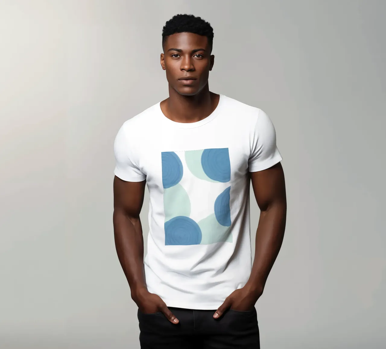 Abstract Blue Circles Print - Modern Minimalist, Coastal Vib t-shirt by ClubArt