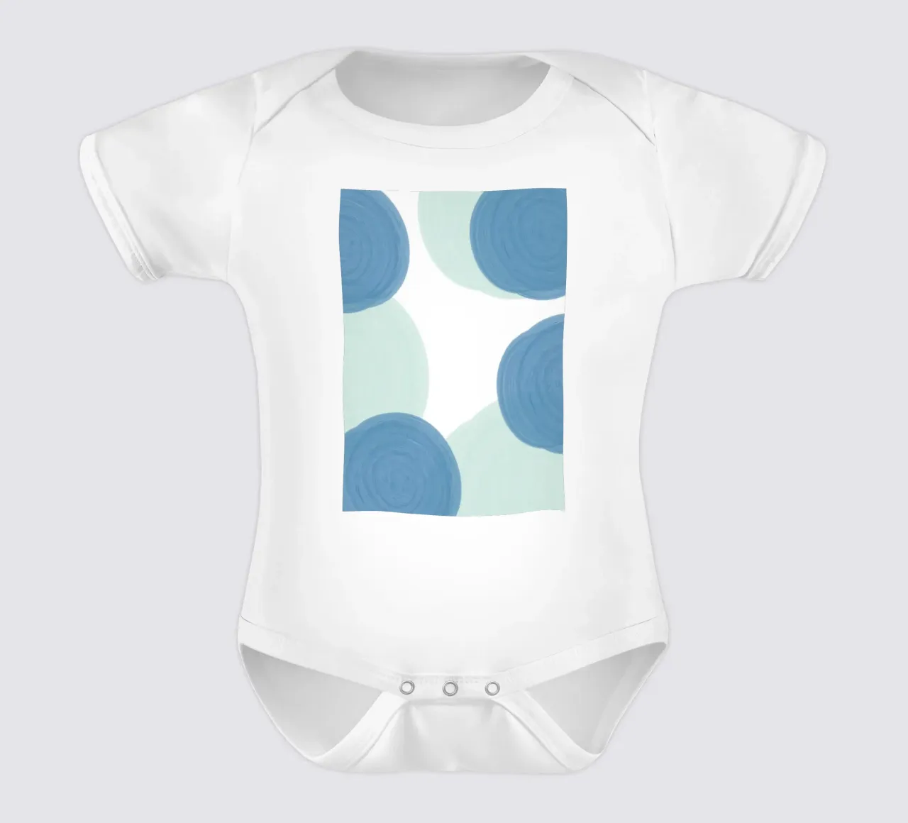 Abstract Blue Circles Print - Modern Minimalist, Coastal Vib short-sleeve baby romper by ClubArt