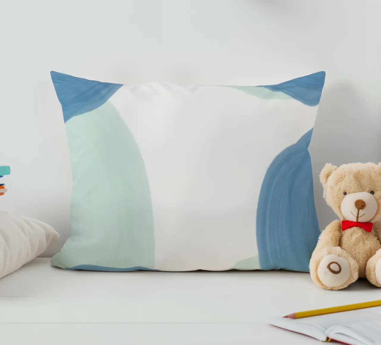 Abstract Blue Circles Print - Modern Minimalist, Coastal Vib decorative cushion by ClubArt