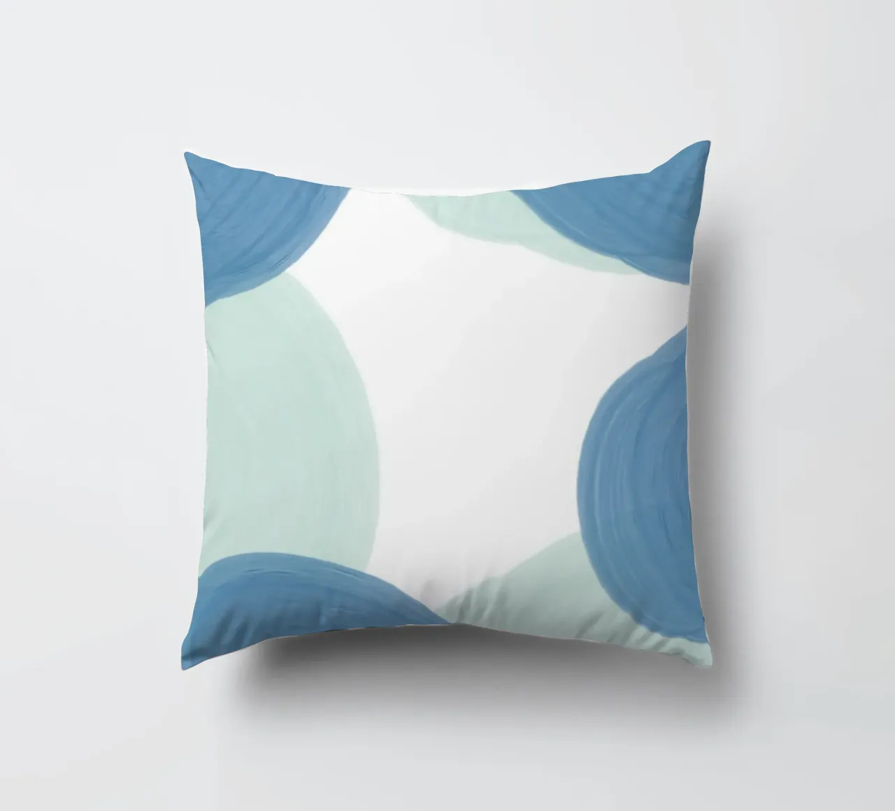 Abstract Blue Circles Print - Modern Minimalist, Coastal Vib decorative cushion by ClubArt
