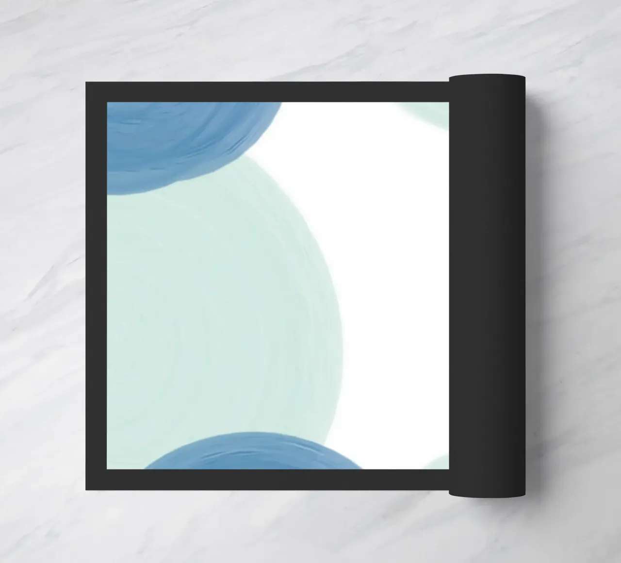 Abstract Blue Circles Print - Modern Minimalist, Coastal Vib doormat by ClubArt