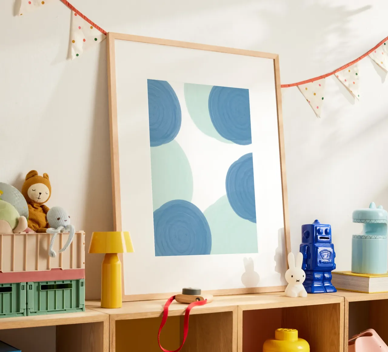 Abstract Blue Circles Print - Modern Minimalist, Coastal Vib hahnemühle by ClubArt