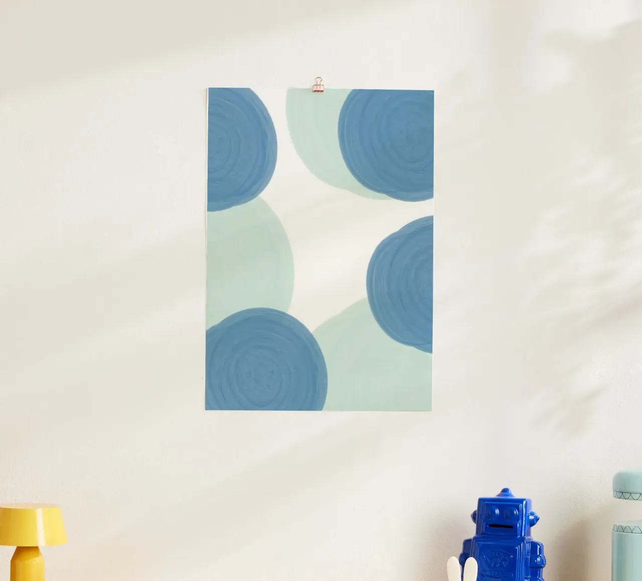 Abstract Blue Circles Print - Modern Minimalist, Coastal Vib hahnemühle by ClubArt