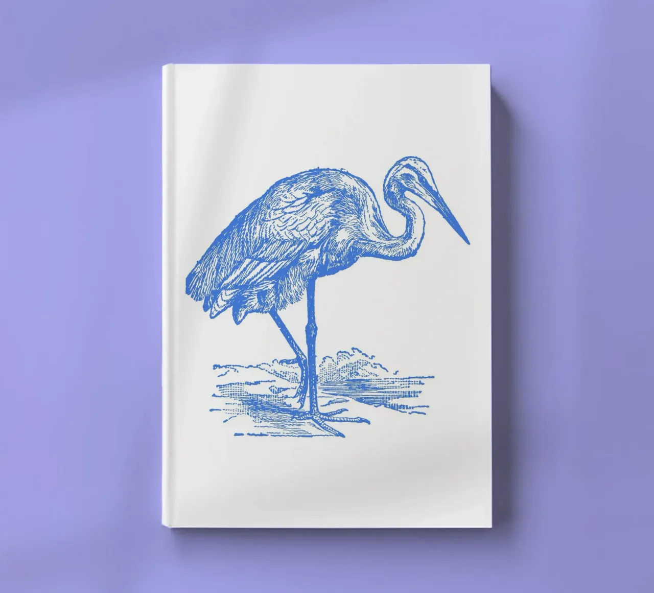 Textured Blue Wading Bird Print - Coastal Nature, Wetland Ar notebook by ClubArt