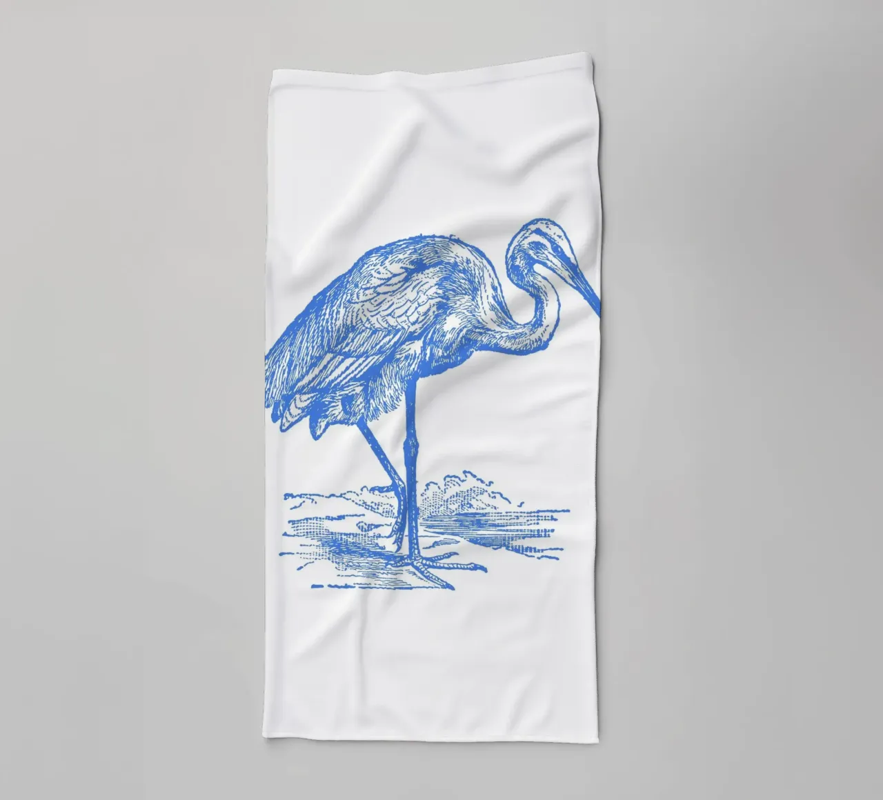 Textured Blue Wading Bird Print - Coastal Nature, Wetland Ar towel by ClubArt