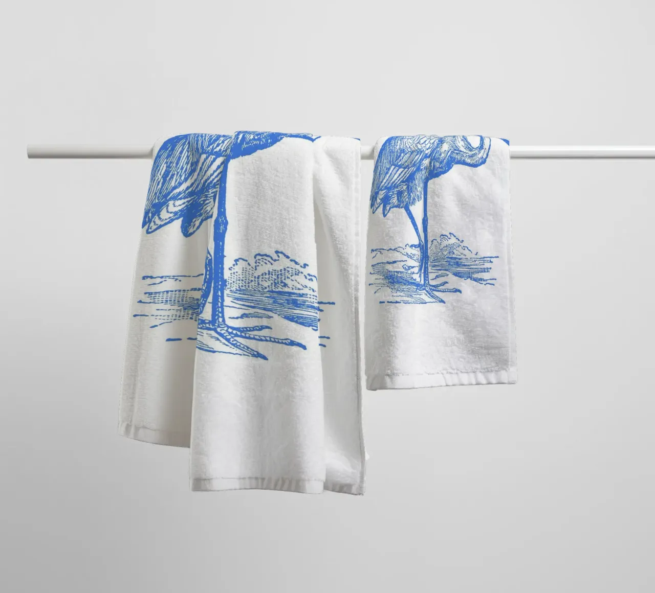 Textured Blue Wading Bird Print - Coastal Nature, Wetland Ar towel by ClubArt