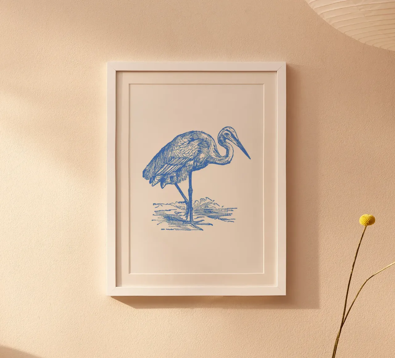 Blauw gestructureerde waadvogeldruk - Kustnatuur, Wetland Ar poster van ClubArt