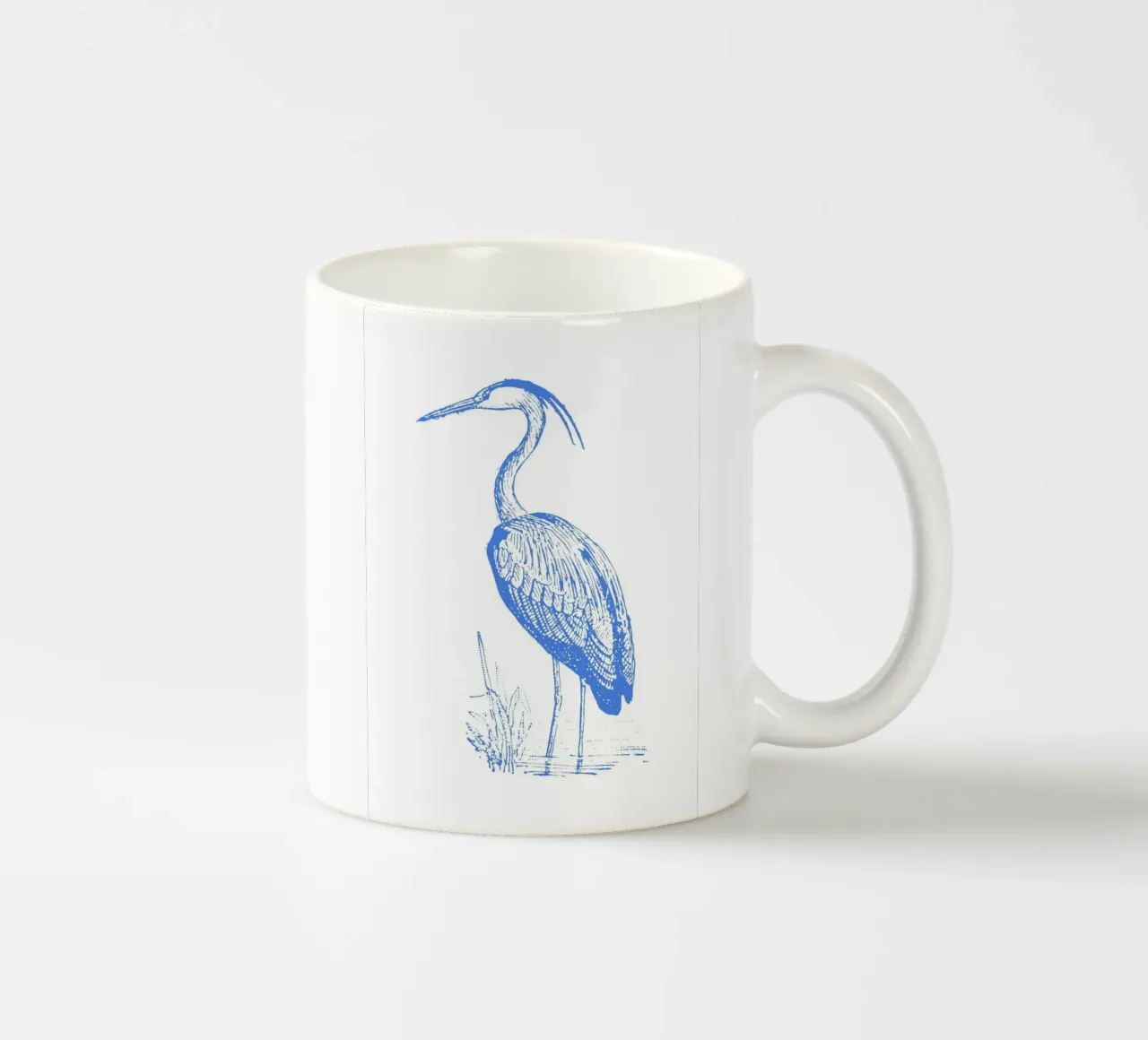 Print van blauwe reiger met structuur - Kustnatuur, Wetland Art keramische mok van ClubArt