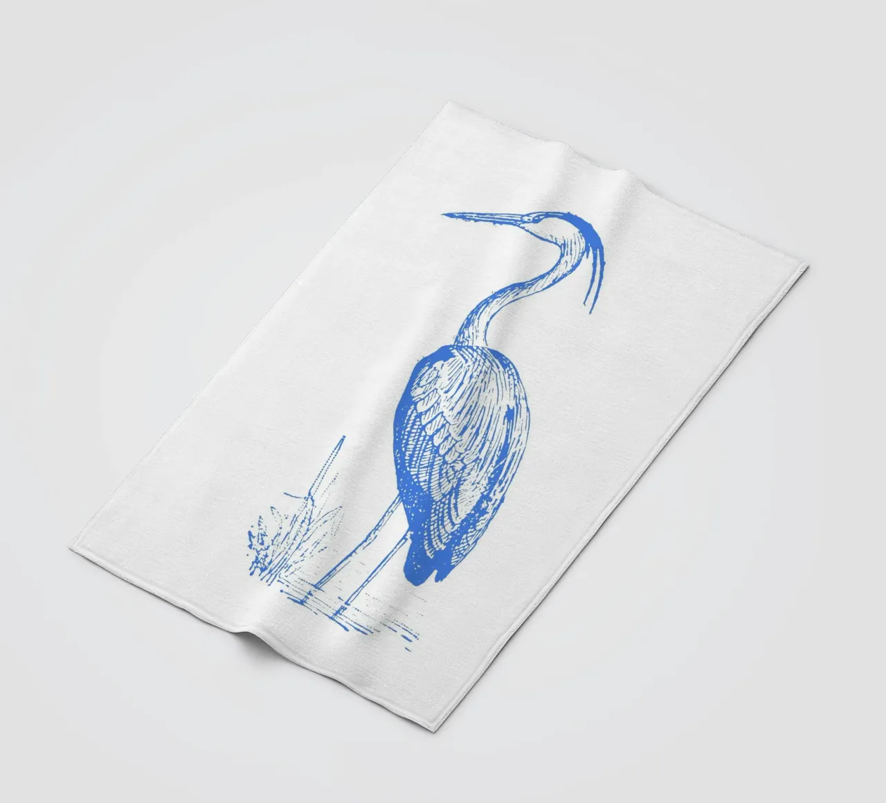 Textured Blue Heron Print - Coastal Nature, Wetland Art fleece blanket by ClubArt