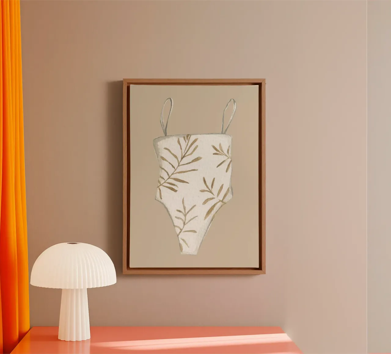Boho badpak aquarel - neutraal strandmode, zomer dec canvas met Baklijst van ClubArt