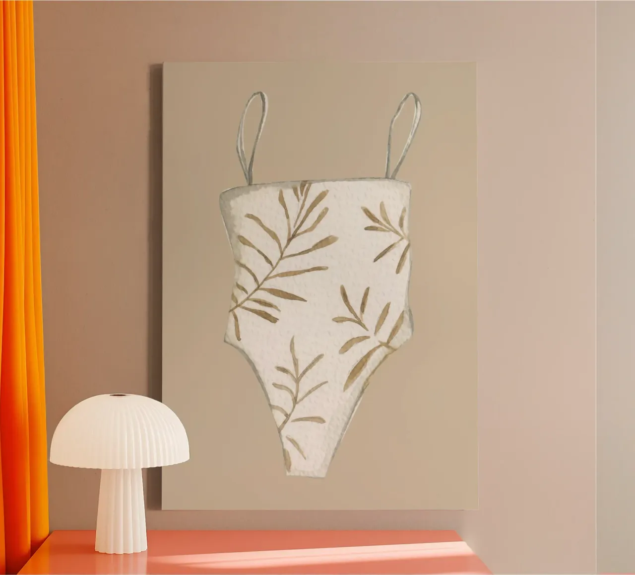 Boho badpak aquarel - neutraal strandmode, zomer dec canvas met Baklijst van ClubArt