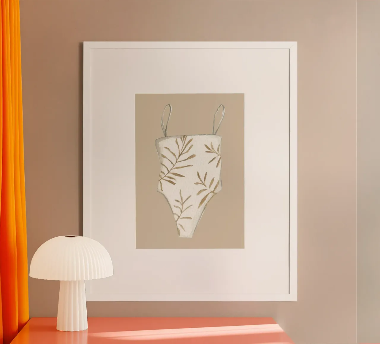 Boho Badeanzug Aquarell - Neutral Strandmode, Sommer Dec Poster von ClubArt