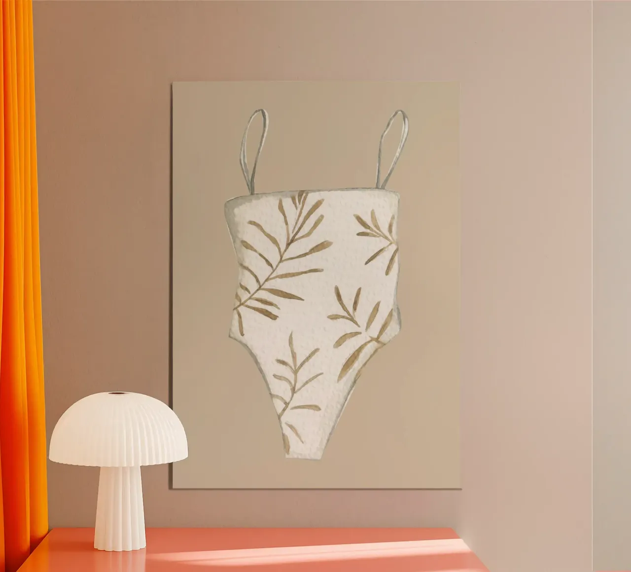 Boho Badeanzug Aquarell - Neutral Strandmode, Sommer Dec Poster von ClubArt