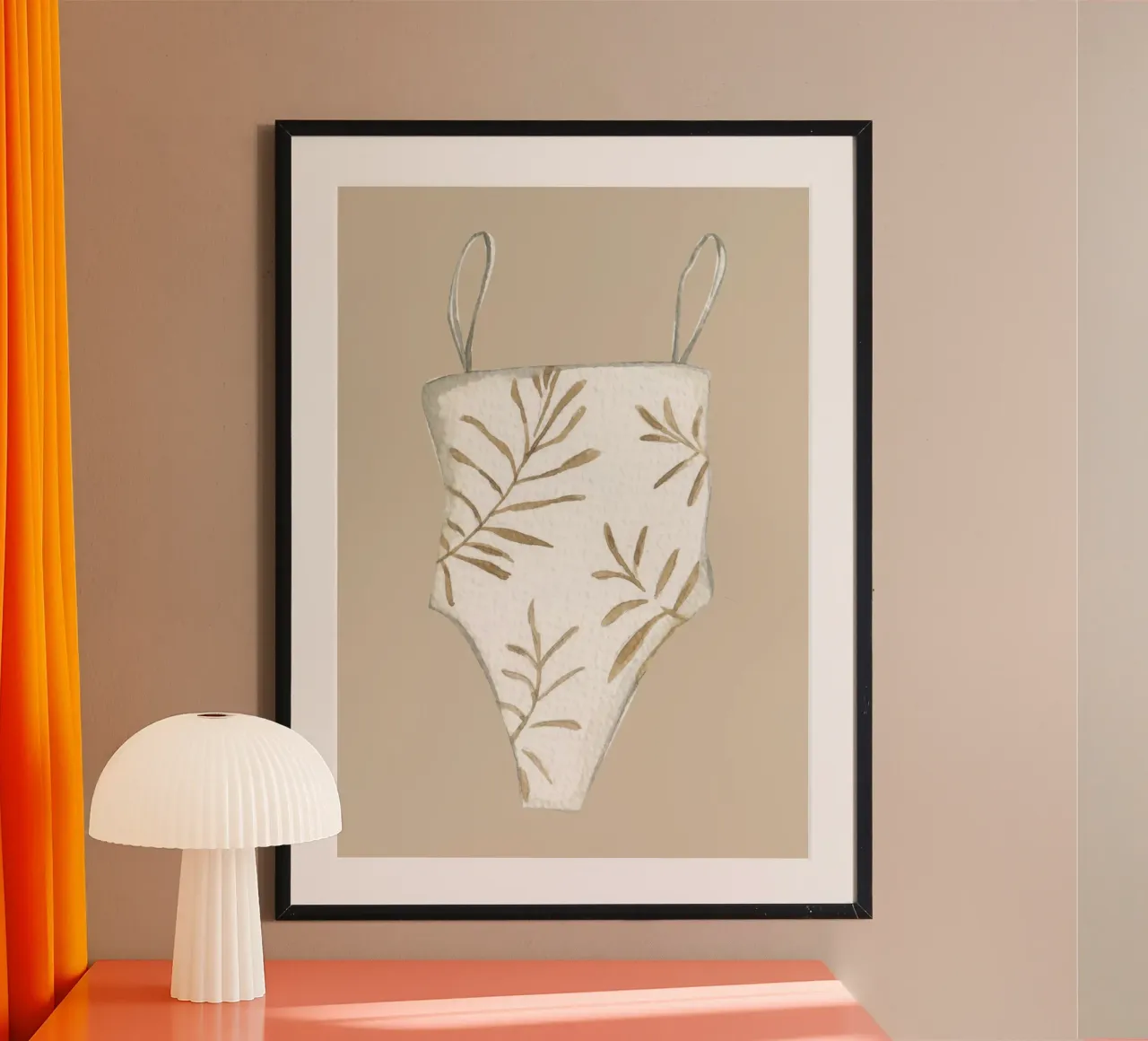 Boho Badeanzug Aquarell - Neutral Strandmode, Sommer Dec Poster von ClubArt