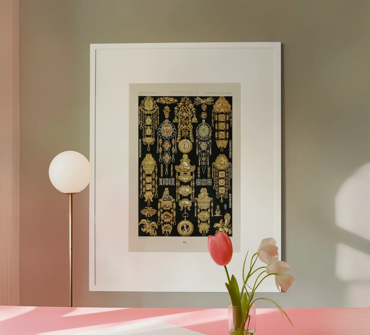 Gioielli Albert Racine del XVII-XVIII secolo - Patte d'oro d'epoca poster con telaio in alluminio da ClubArt