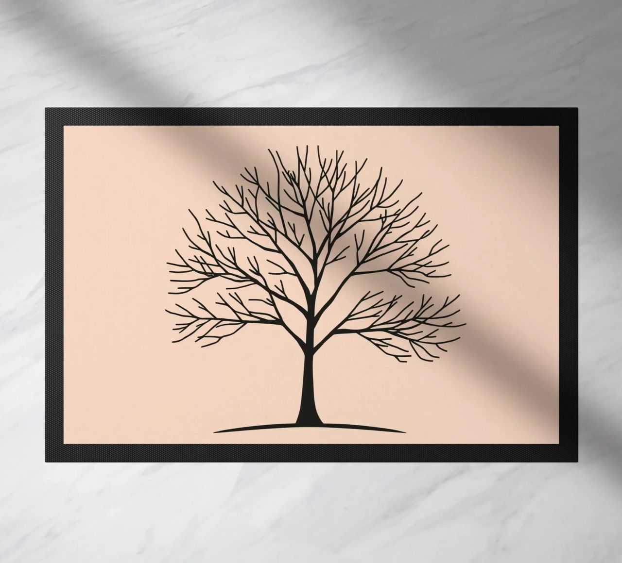Bare tree with intricate branches against a pale background doormat by DesignDoodle