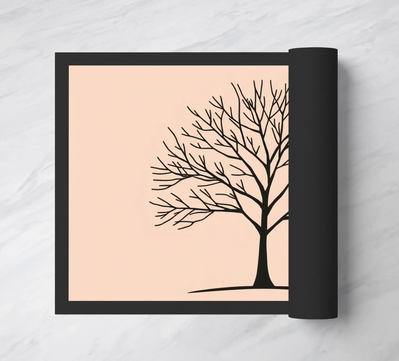 Bare tree with intricate branches against a pale background doormat by DesignDoodle