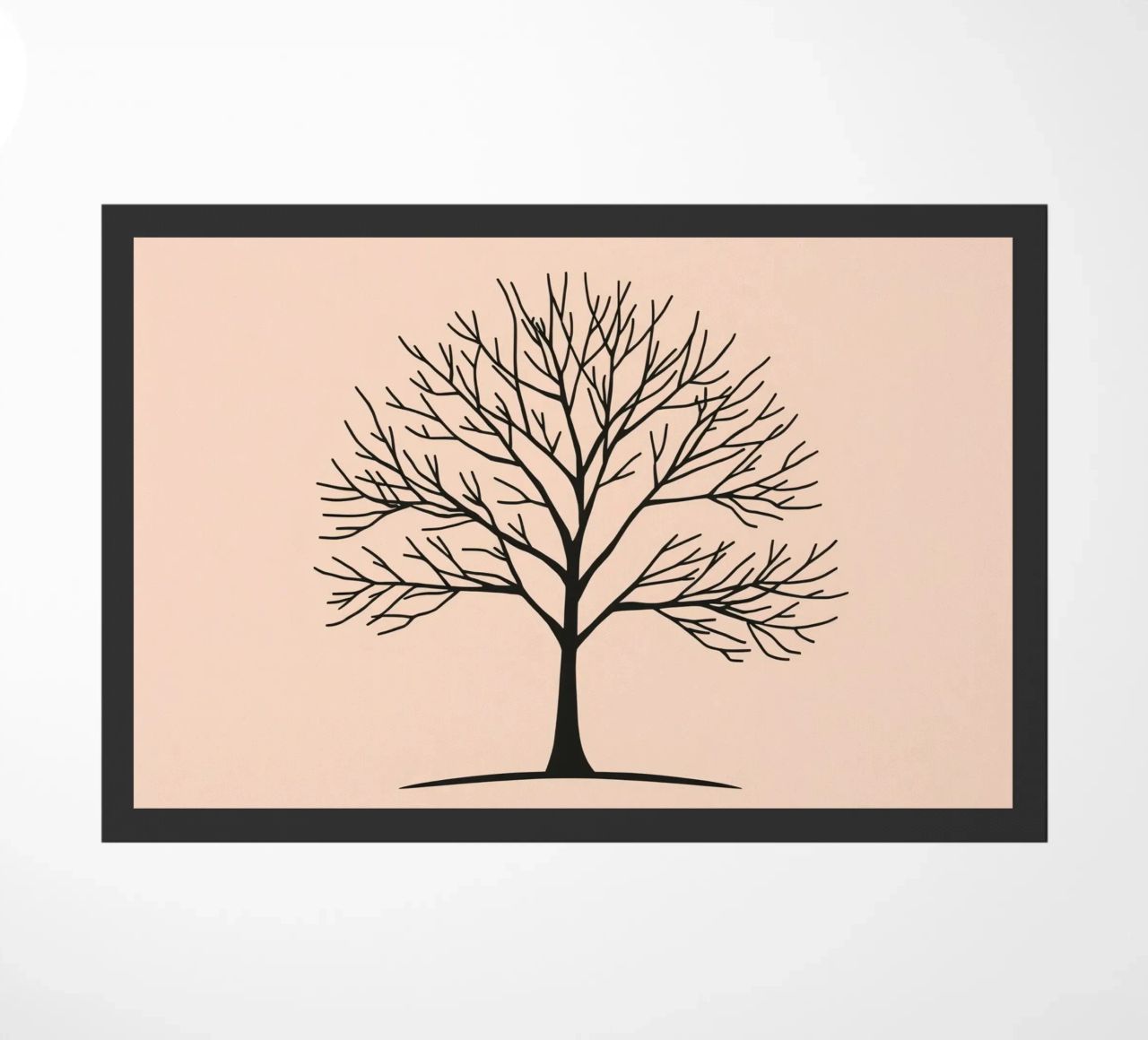 Bare tree with intricate branches against a pale background doormat by DesignDoodle