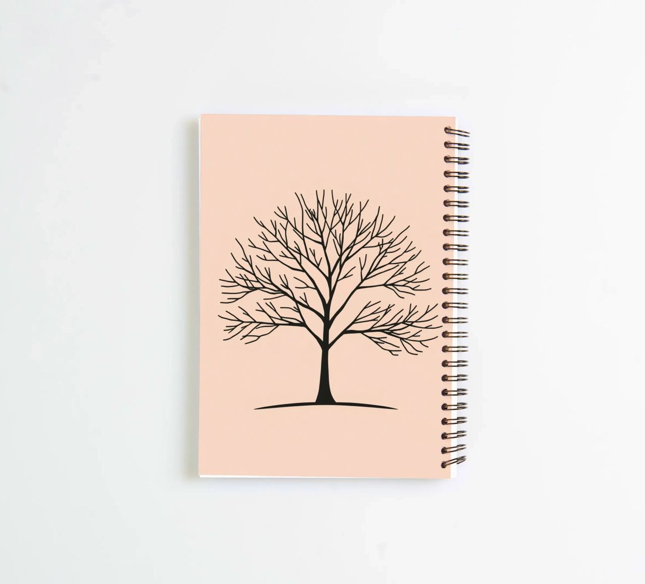 Bare tree with intricate branches against a pale background spiral notebook by DesignDoodle