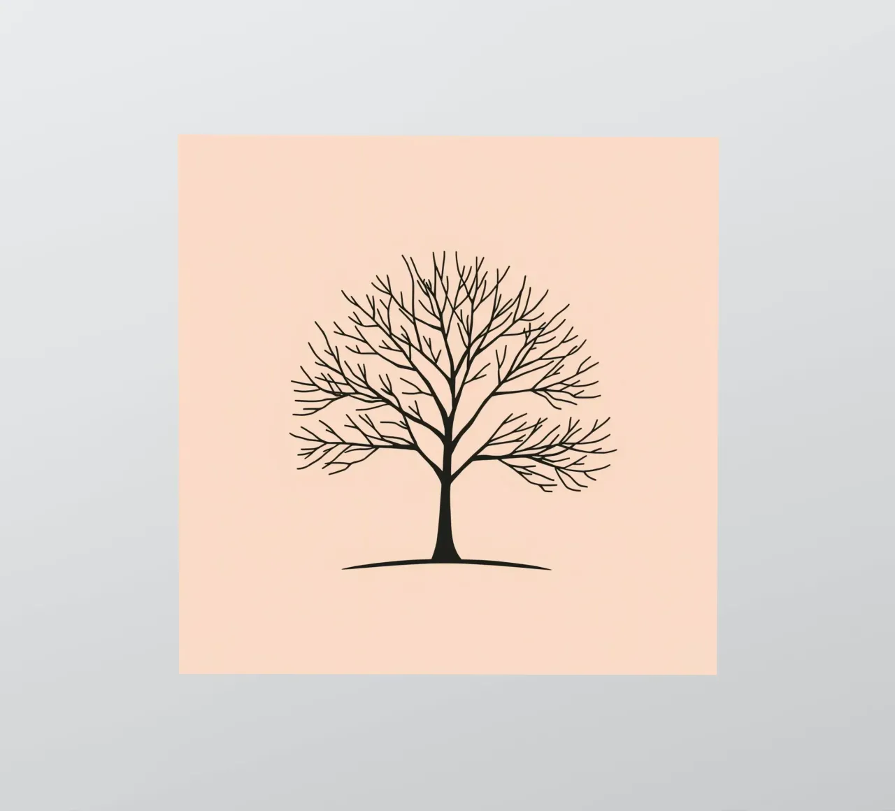 Bare tree with intricate branches against a pale background sticker by DesignDoodle