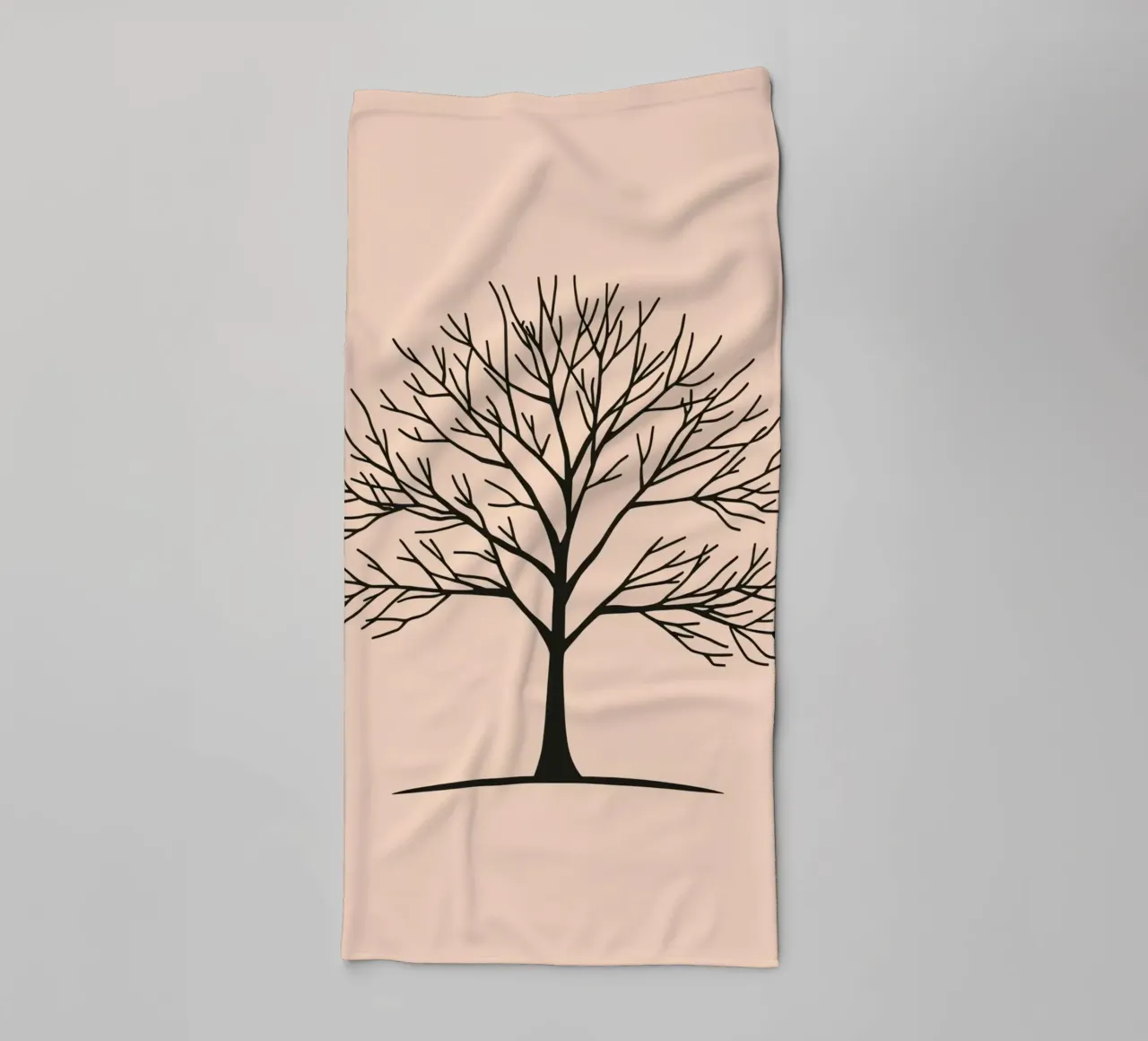 Bare tree with intricate branches against a pale background towel by DesignDoodle