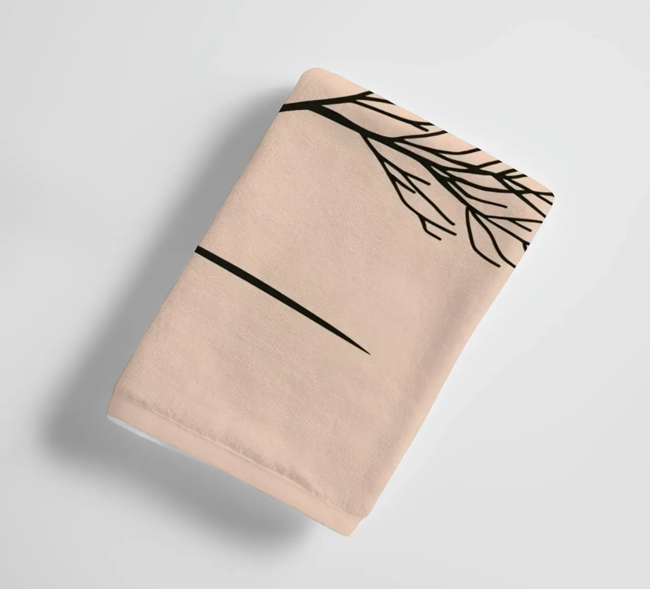 Bare tree with intricate branches against a pale background towel by DesignDoodle