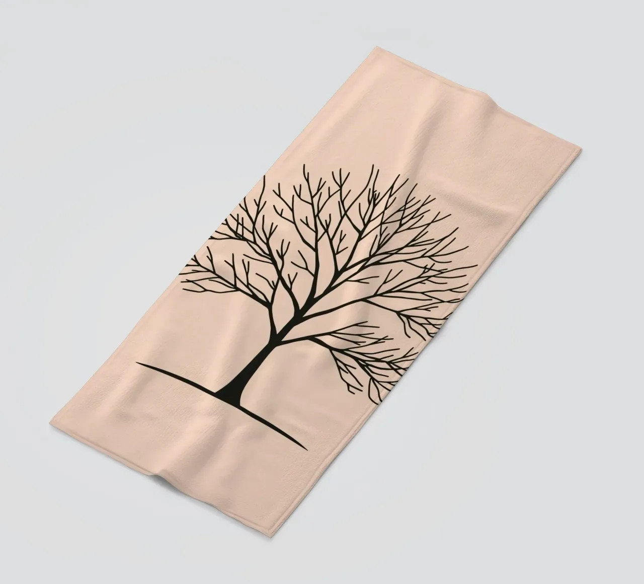 Bare tree with intricate branches against a pale background beach towel by DesignDoodle
