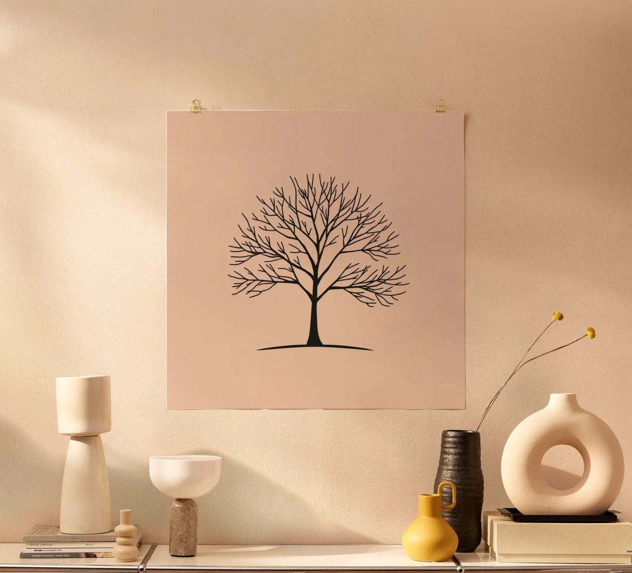 Bare tree with intricate branches against a pale background hahnemühle by DesignDoodle