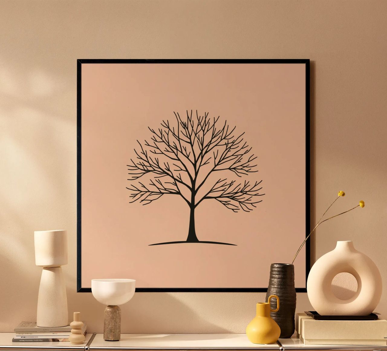 Bare tree with intricate branches against a pale background hahnemühle by DesignDoodle