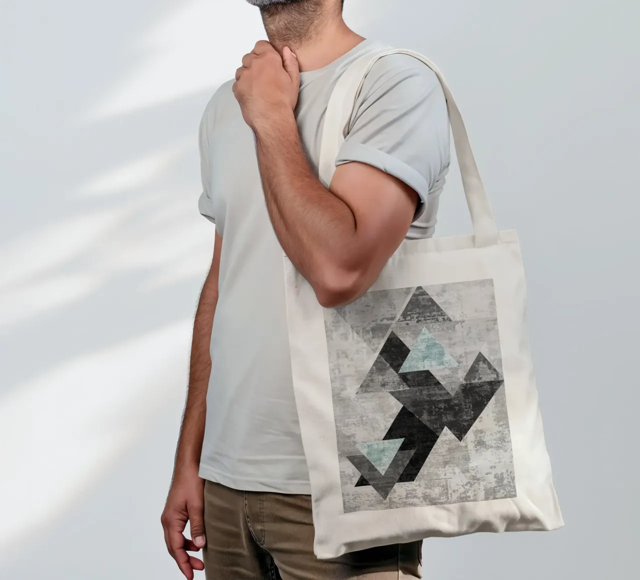 abstract geometric overlapping triangles borsa in juta da vintageshop