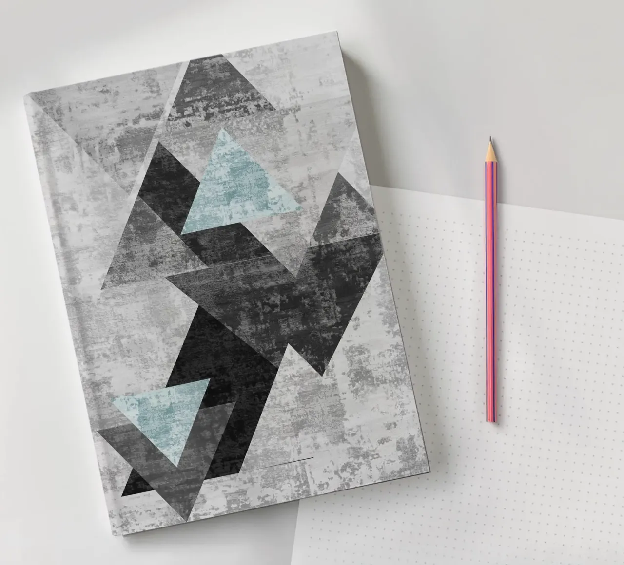 abstract geometric overlapping triangles notebook by vintageshop
