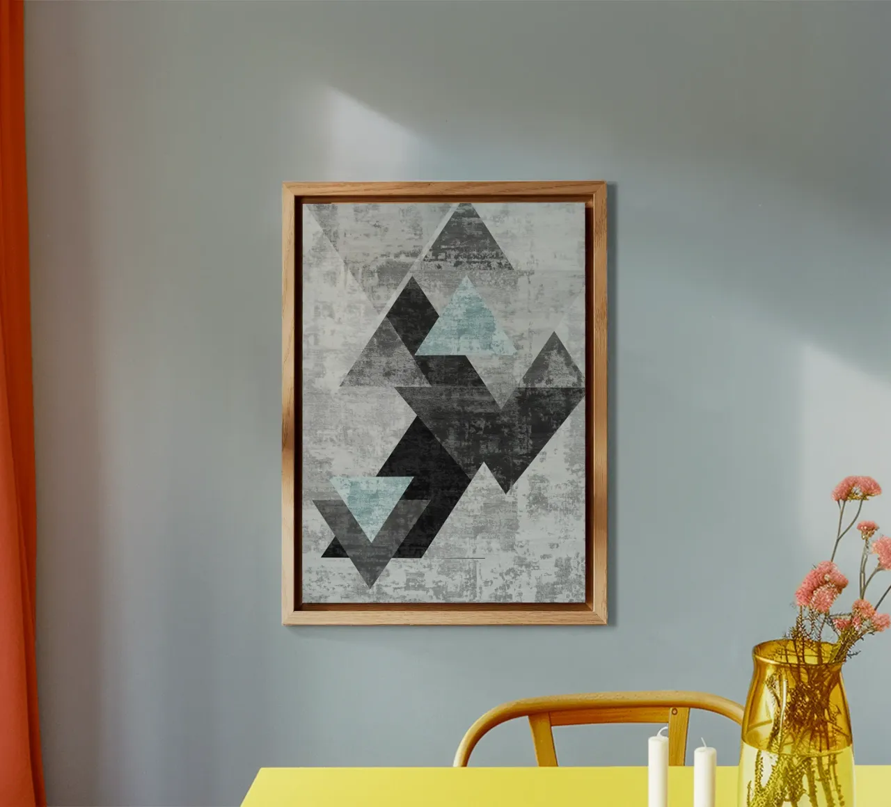 abstract geometric overlapping triangles alluminio dibond da vintageshop