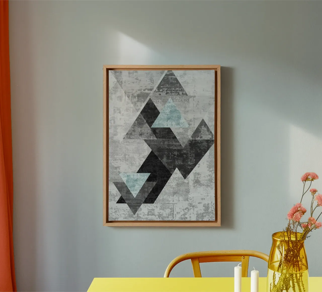 abstract geometric overlapping triangles canvas van vintageshop