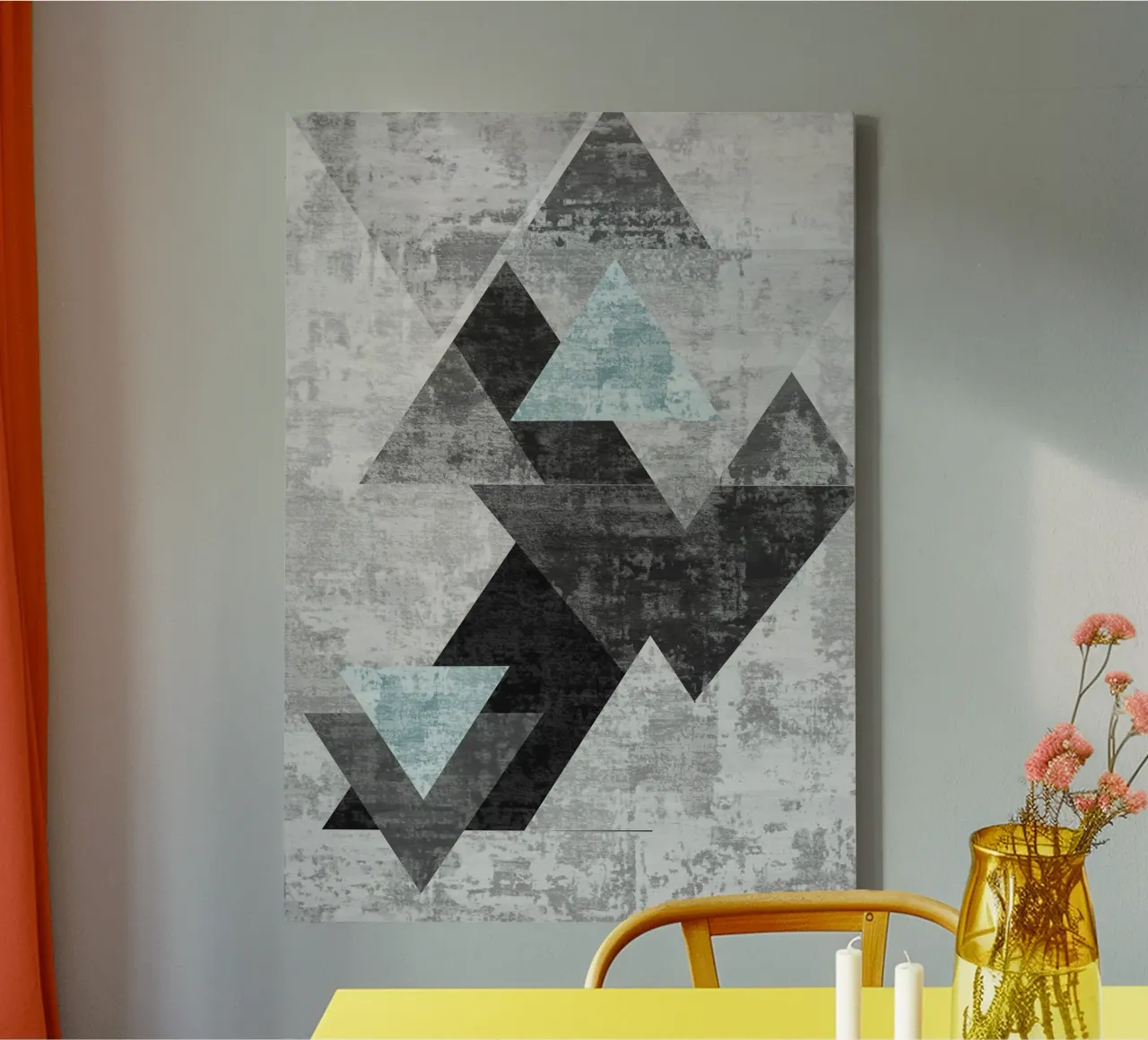abstract geometric overlapping triangles canvas van vintageshop